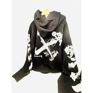 Off-White Black Graphic Hoodie Earbuds & Phone Print Size L – Rare Virgil Abloh